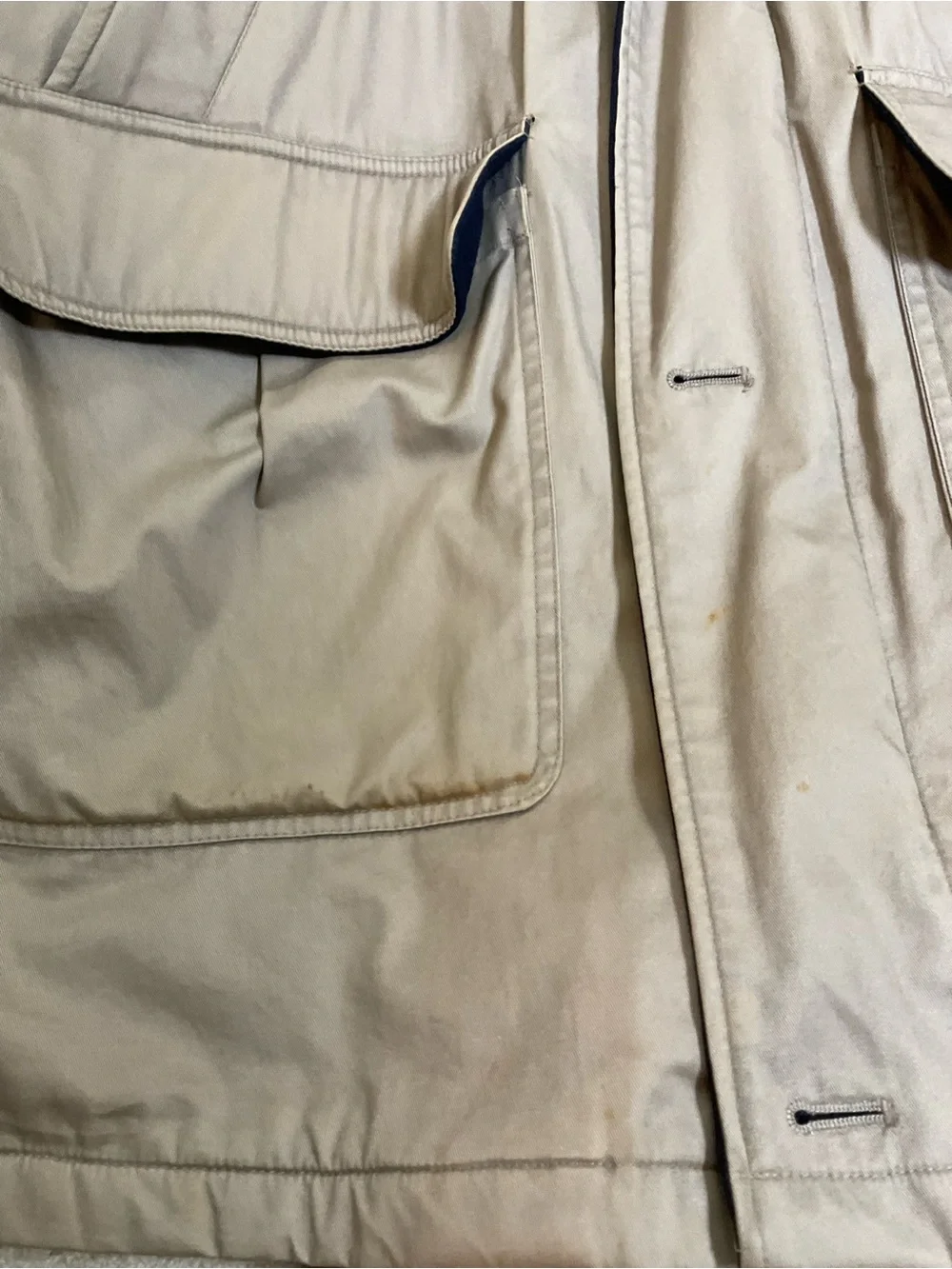 L.L. Bean Men’s Taupe Field Coat with Dark Brown Collar